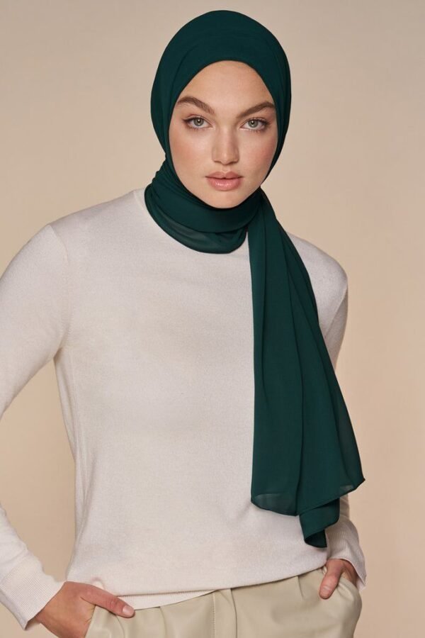 Forest Green Georgette Hijab - Image 2