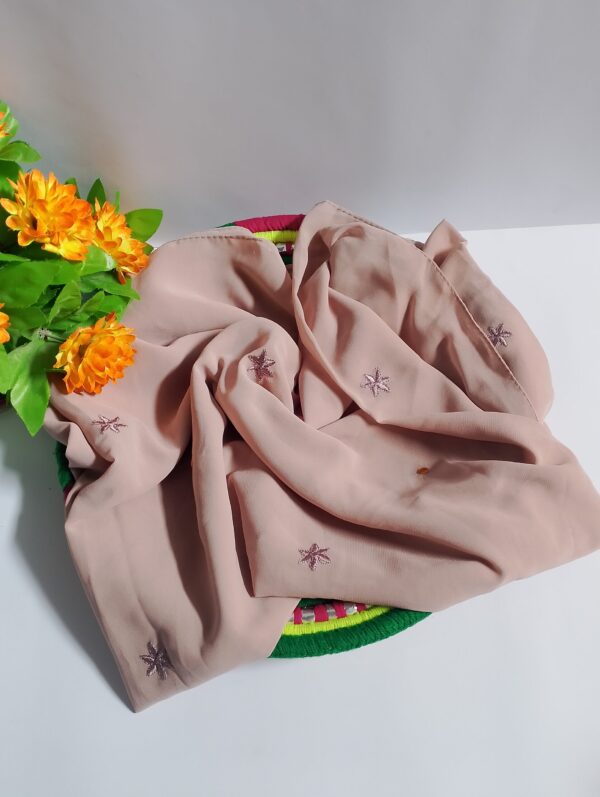 Pink Beige Embroidered Georgette Hijab