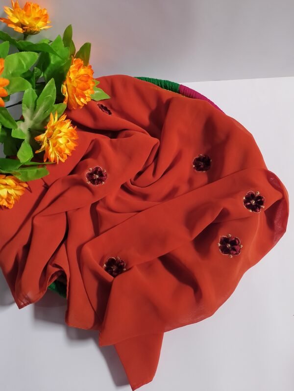 Coral Embroidered Georgette Hijab