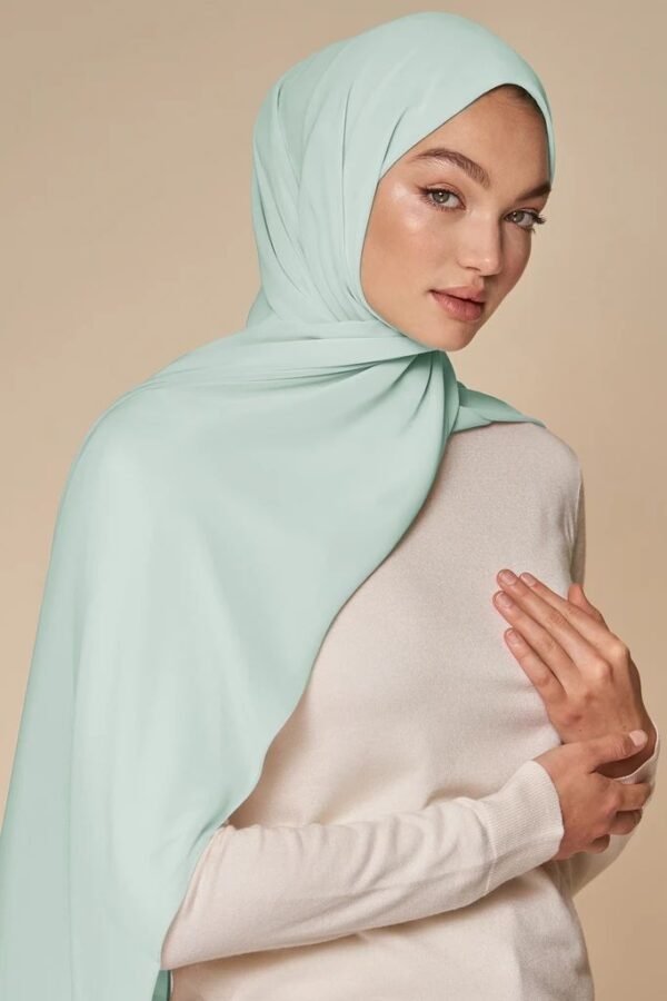 Pale Mint Georgette Hijab - Image 2