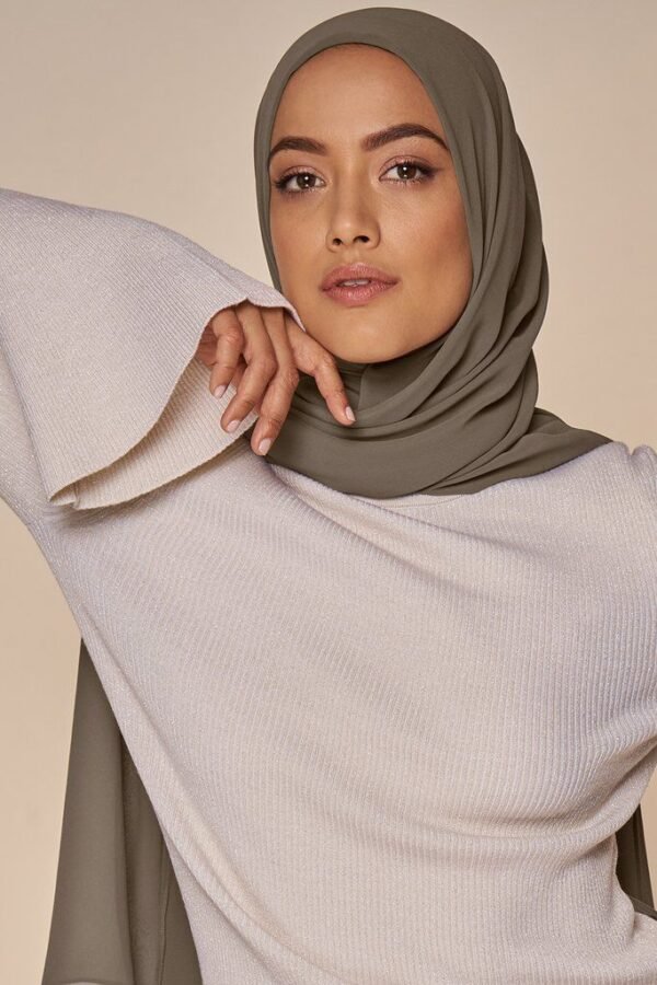 Taupe Georgette Hijab - Image 2