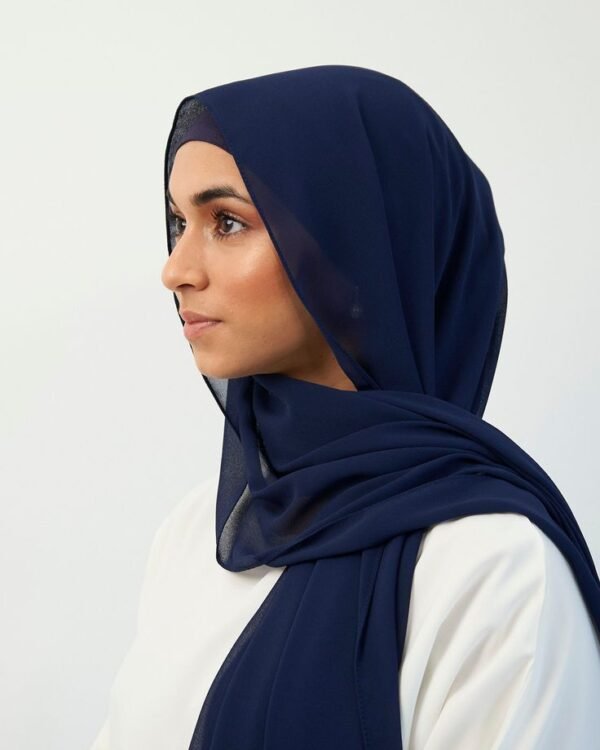 Dark Blue Georgette Hijab - Image 3