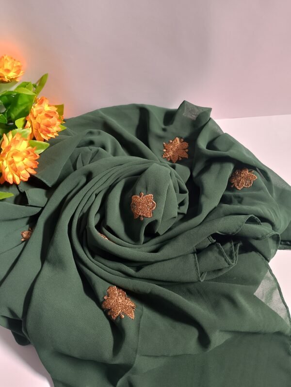 Green Embroidered Georgette Hijab