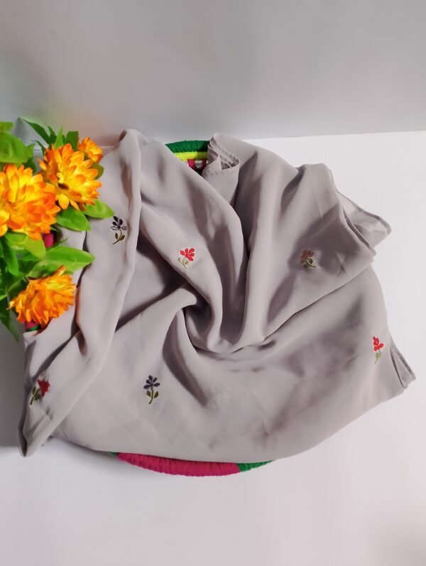 Grayish Mauve Embroidered Georgette Hijab