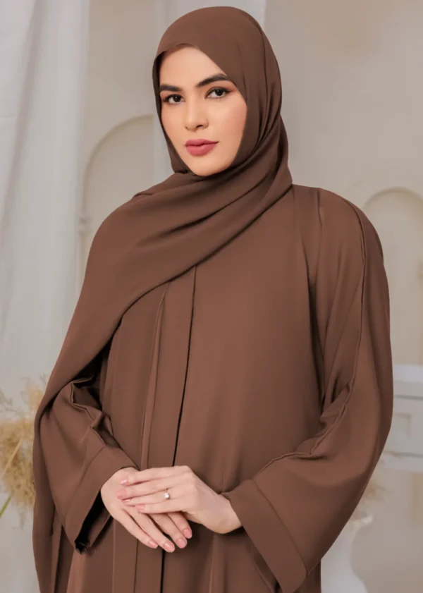 Classic Brown Nidha Abaya for Everyday Elegance – Modest & Comfortable Wear - Image 3