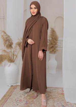 Classic Brown Nidha Abaya for Everyday Elegance – Modest & Comfortable Wear