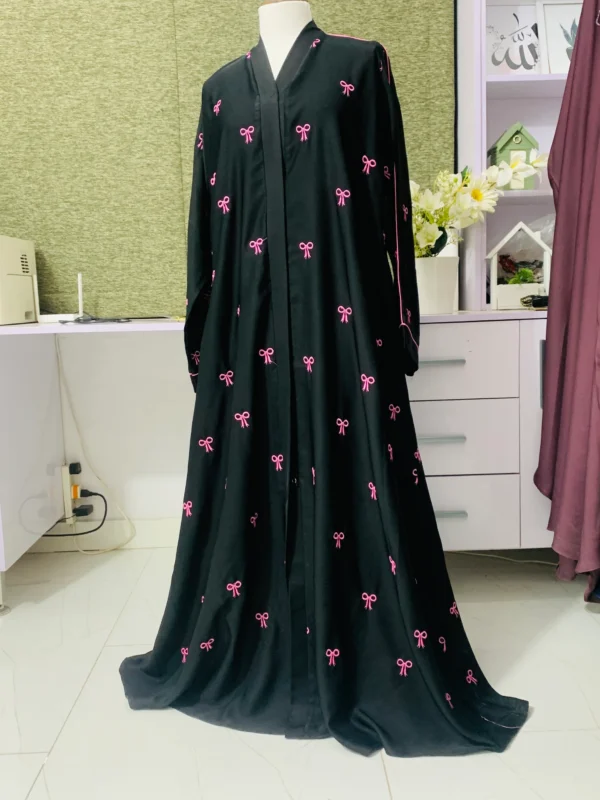 Black Bow Abaya for Women – Elegant Modest Islamic Dress with Bow Detail | Small, Medium, Large Sizes - Image 2