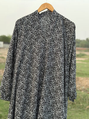 Printed Black Floral Abaya for Women – Elegant Modest Islamic Dress | Small, Medium, Large