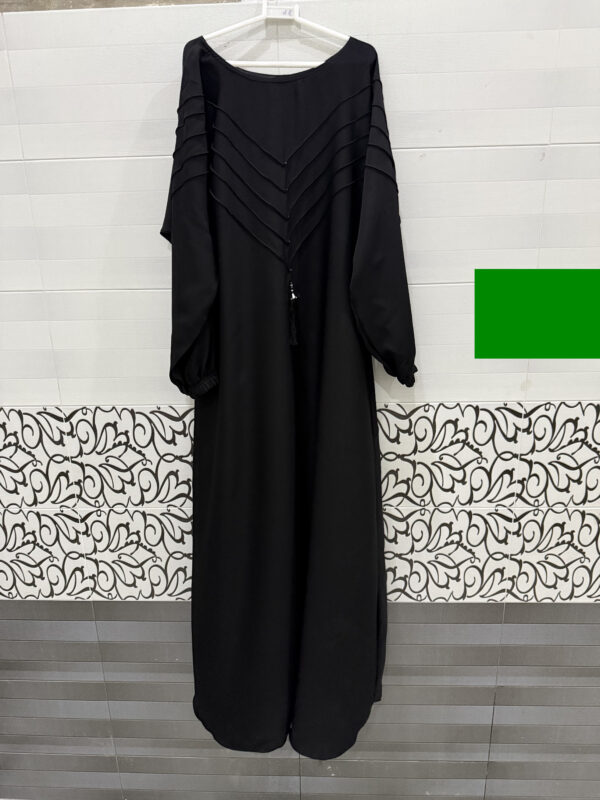 Black V-Chunat Abaya for Women – Stylish Modest Islamic Dress with Pleated Detail | Small, Medium, Large - Image 5
